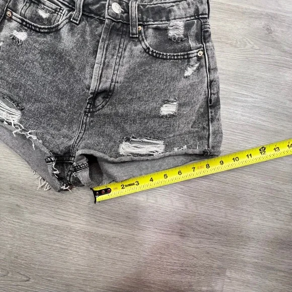 Wild Fable Distressed Denim‎ Shorts High Rise Cutoff Black Wash Size 0 - Picture 9 of 12